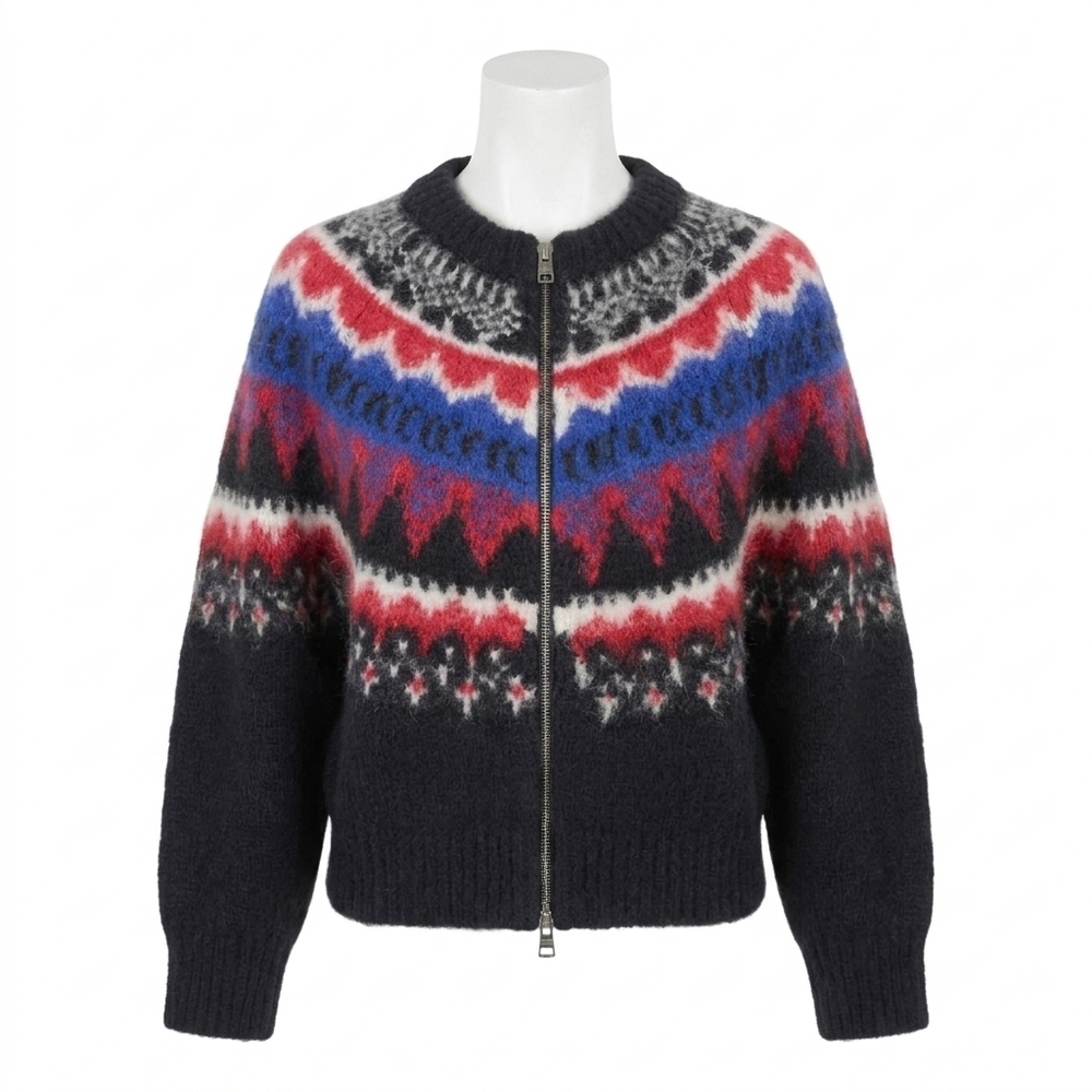 NEW CLOSED cropped jacquard cardigan in cosmic grey